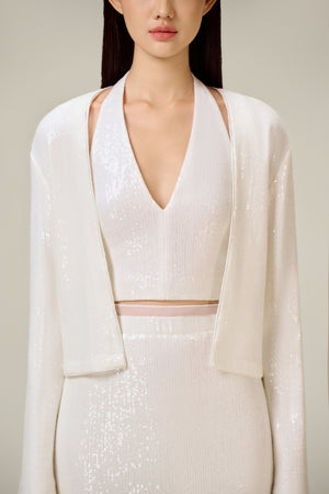 WHITE BEADED CARDIGAN