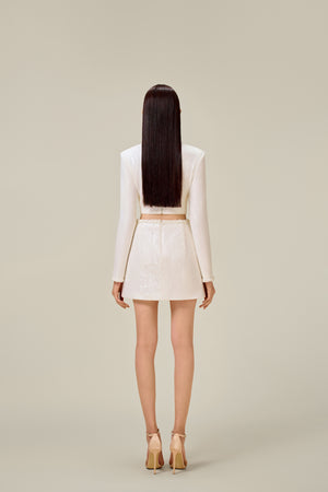 WHITE BEADED MINI SKIRT
