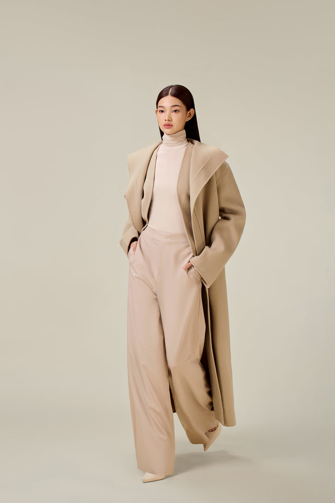 GREY DOUBLE - FACED TRENCH COAT