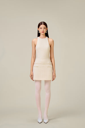 WHITE BEADED KNIT DRESS