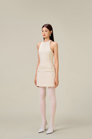 WHITE BEADED KNIT DRESS