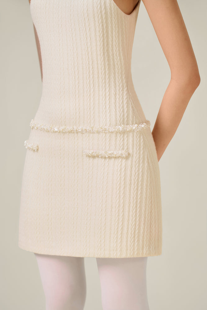 
            
                Load image into Gallery viewer, WHITE BEADED KNIT DRESS
            
        