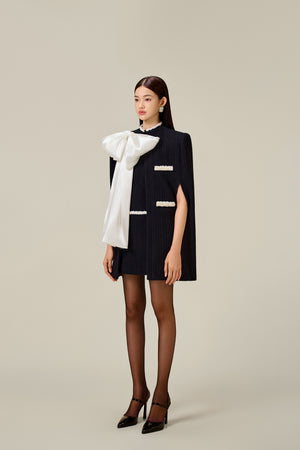 BLACK BEADED KNIT CAPE