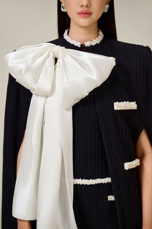 BLACK BEADED KNIT CAPE