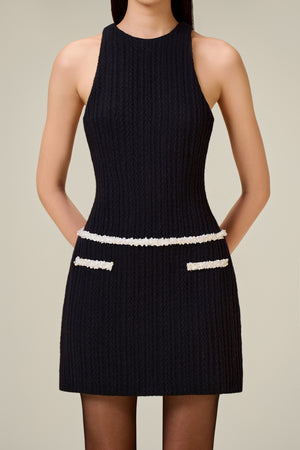 BLACK BEADED KNIT DRESS