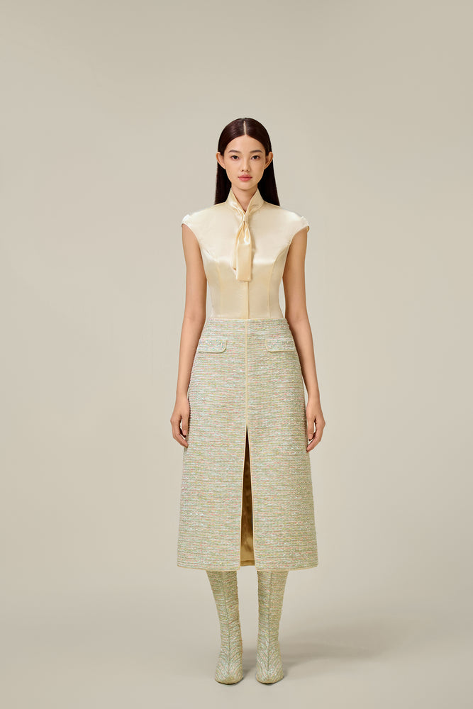 MINT TWEED A-LINE SKIRT