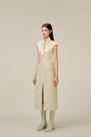 MINT TWEED A-LINE SKIRT