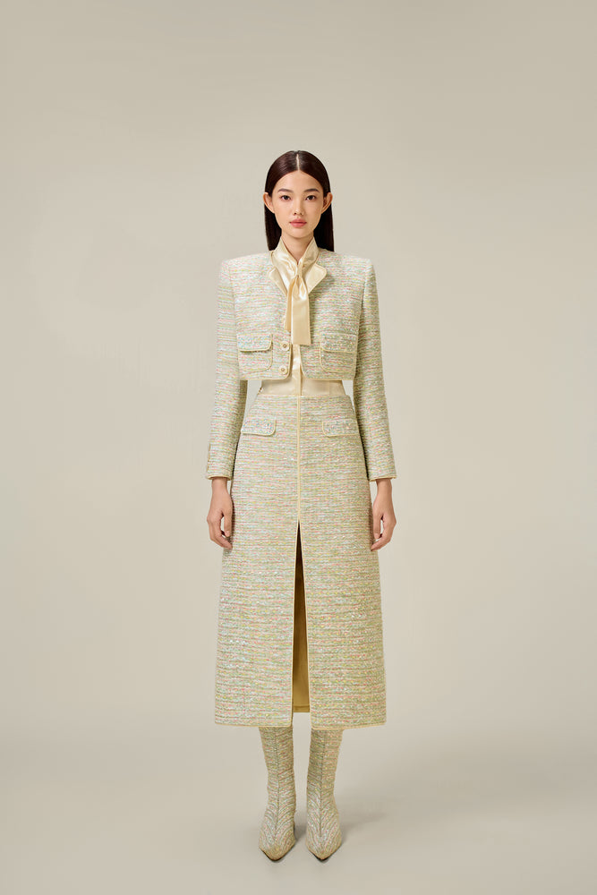 MINT TWEED A-LINE SKIRT