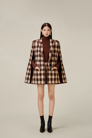 BROWN HOUNDSTOOTH CAPE