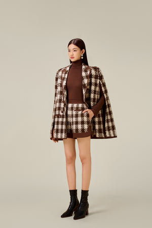 BROWN HOUNDSTOOTH CAPE
