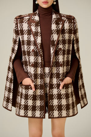 BROWN HOUNDSTOOTH CAPE