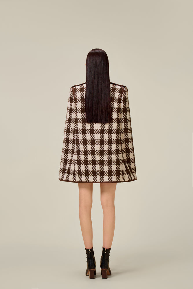 BROWN HOUNDSTOOTH CAPE