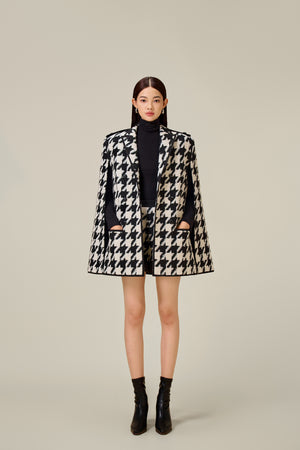 BLACK HOUNDSTOOTH CAPE