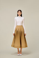 CAMEL PLEATED SKIRT