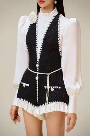 BLACK TWEED ROMPER