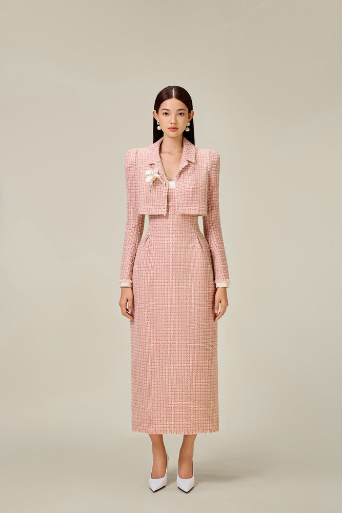 PINK TWEED CROP JACKET