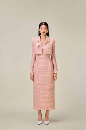 PINK TWEED CROP JACKET
