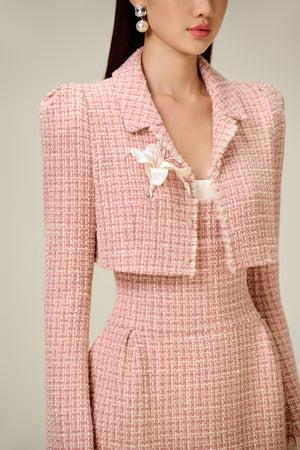 PINK TWEED CROP JACKET