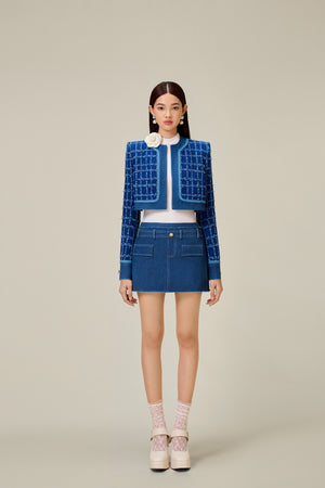 DENIM TWEED MINI SKIRT