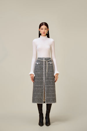 BLACK TWEED A-LINE SKIRT