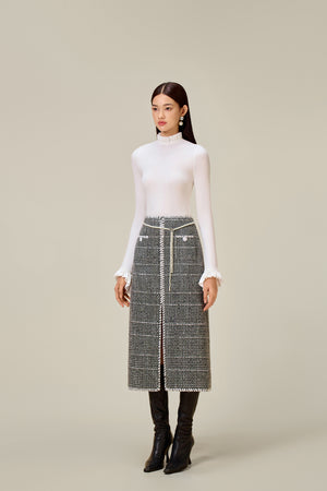 BLACK TWEED A-LINE SKIRT