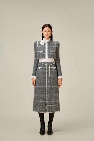 BLACK TWEED A-LINE SKIRT