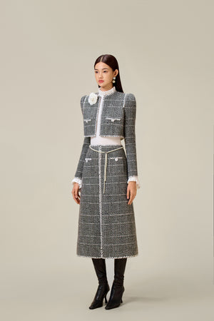 BLACK TWEED A-LINE SKIRT