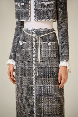 BLACK TWEED A-LINE SKIRT