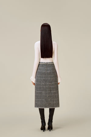 BLACK TWEED A-LINE SKIRT