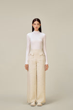 CREAM QUILTED TROUSERS