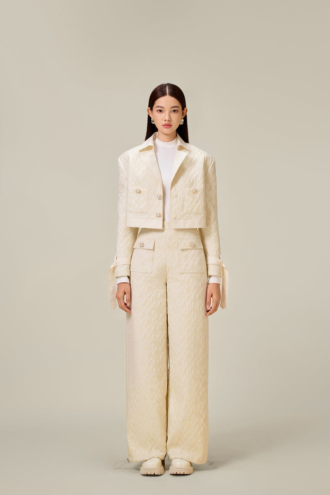 WHITE QUILTED TRENCH COAT