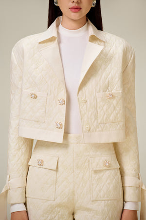 WHITE QUILTED TRENCH COAT