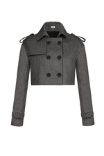RELAXED CROP TRENCH COAT - GREY