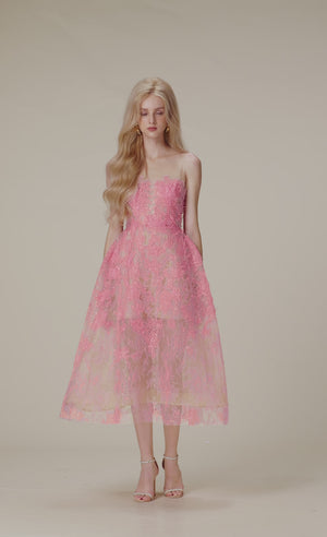 
            
                Load and play video in Gallery viewer, Pink Beaded Lace Mini Dress
            
        