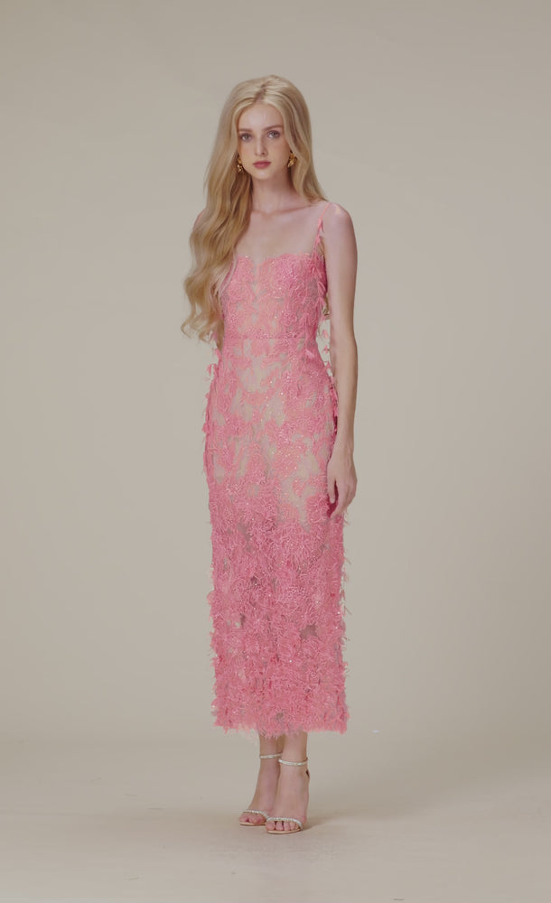 
            
                Load and play video in Gallery viewer, Pink Beaded Lace Pencil Dress
            
        