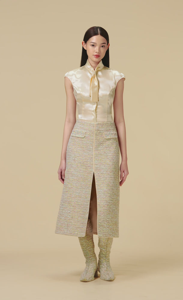 
            
                Load and play video in Gallery viewer, MINT TWEED A-LINE SKIRT
            
        