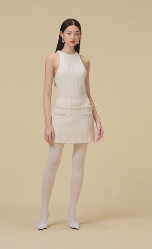 
            
                Load and play video in Gallery viewer, WHITE BEADED KNIT DRESS
            
        