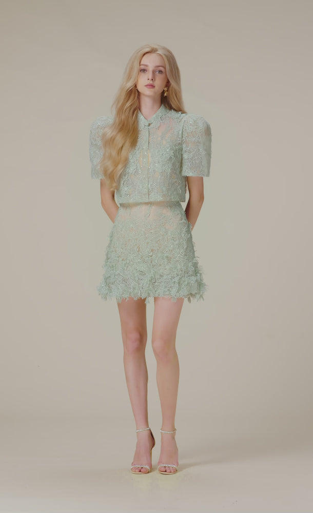 
            
                Load and play video in Gallery viewer, Mint Beaded Lace Skirt
            
        