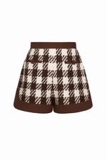 BROWN HOUNDSTOOTH SHORTS