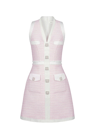 BABY PINK TWEED SLEEVELESS DRESS