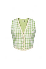 OLIVE GINGHAM WAISTCOAT