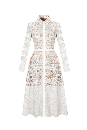 
            
                Load image into Gallery viewer, White Lace Midi Dress
            
        
