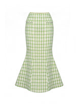 OLIVE GINGHAM MERMAID SKIRT