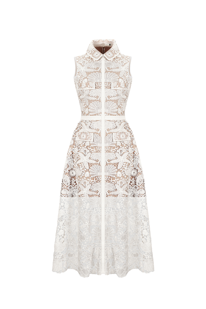 White Lace Sleeveless Dress