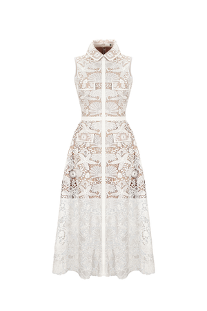 White Lace Sleeveless Dress