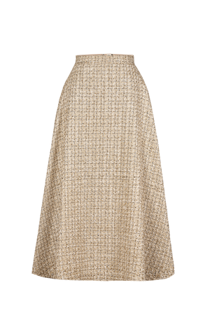 Gold Tweed Midi Skirt