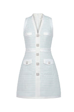 BABY BLUE TWEED SLEEVELESS DRESS