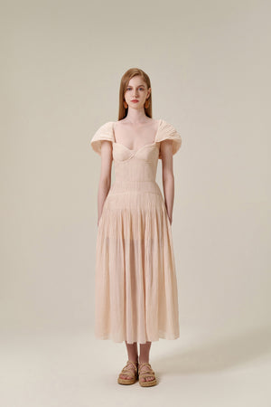 Twist Beige Midi Dress