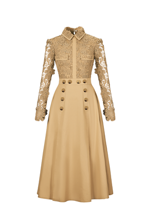 Camel Lace Midi Dress