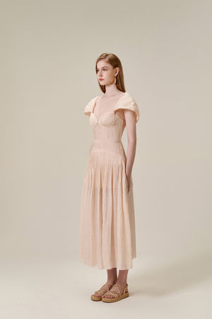 Twist Beige Midi Dress
